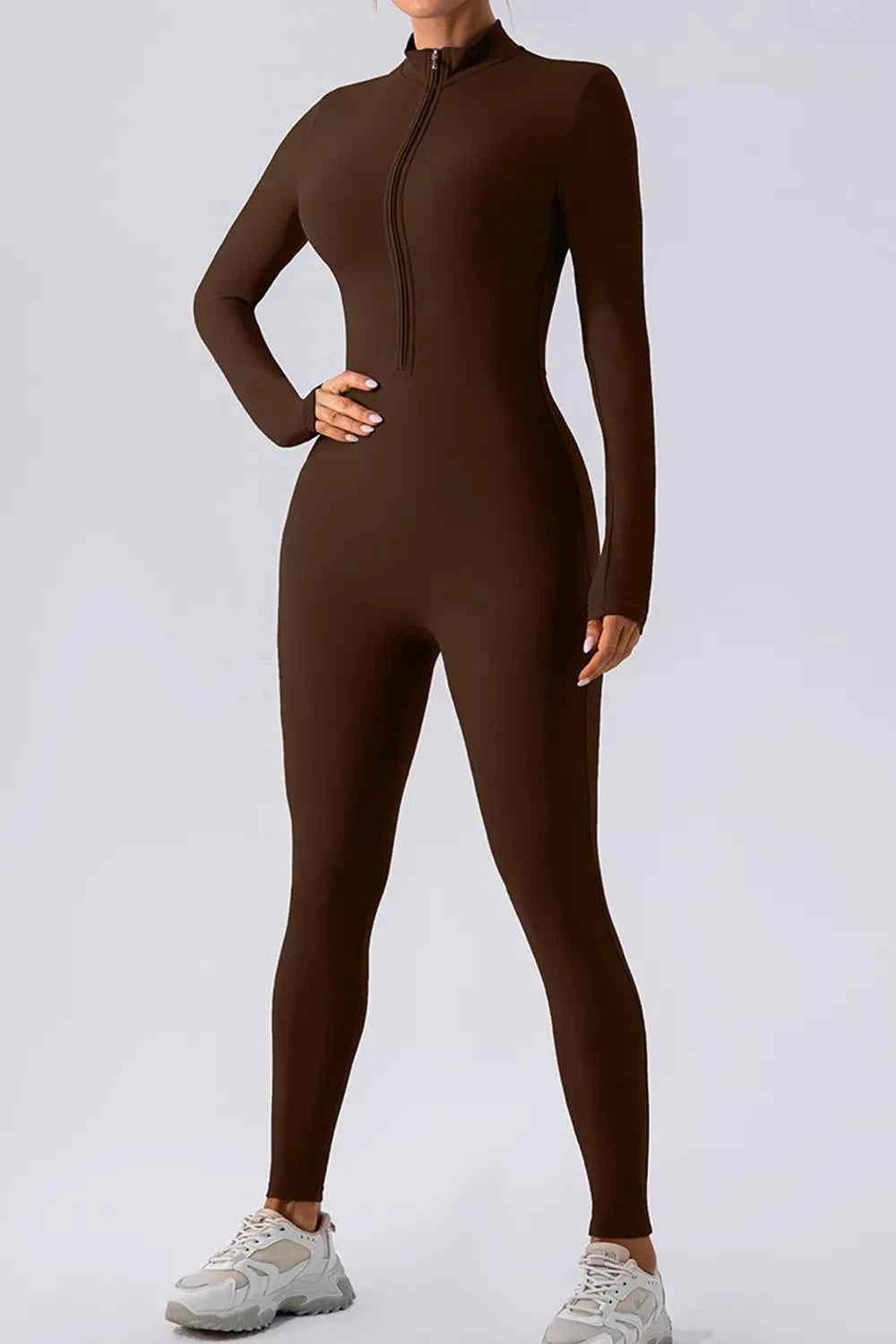 Half Zip Mock Neck Active Jumpsuit — view 3