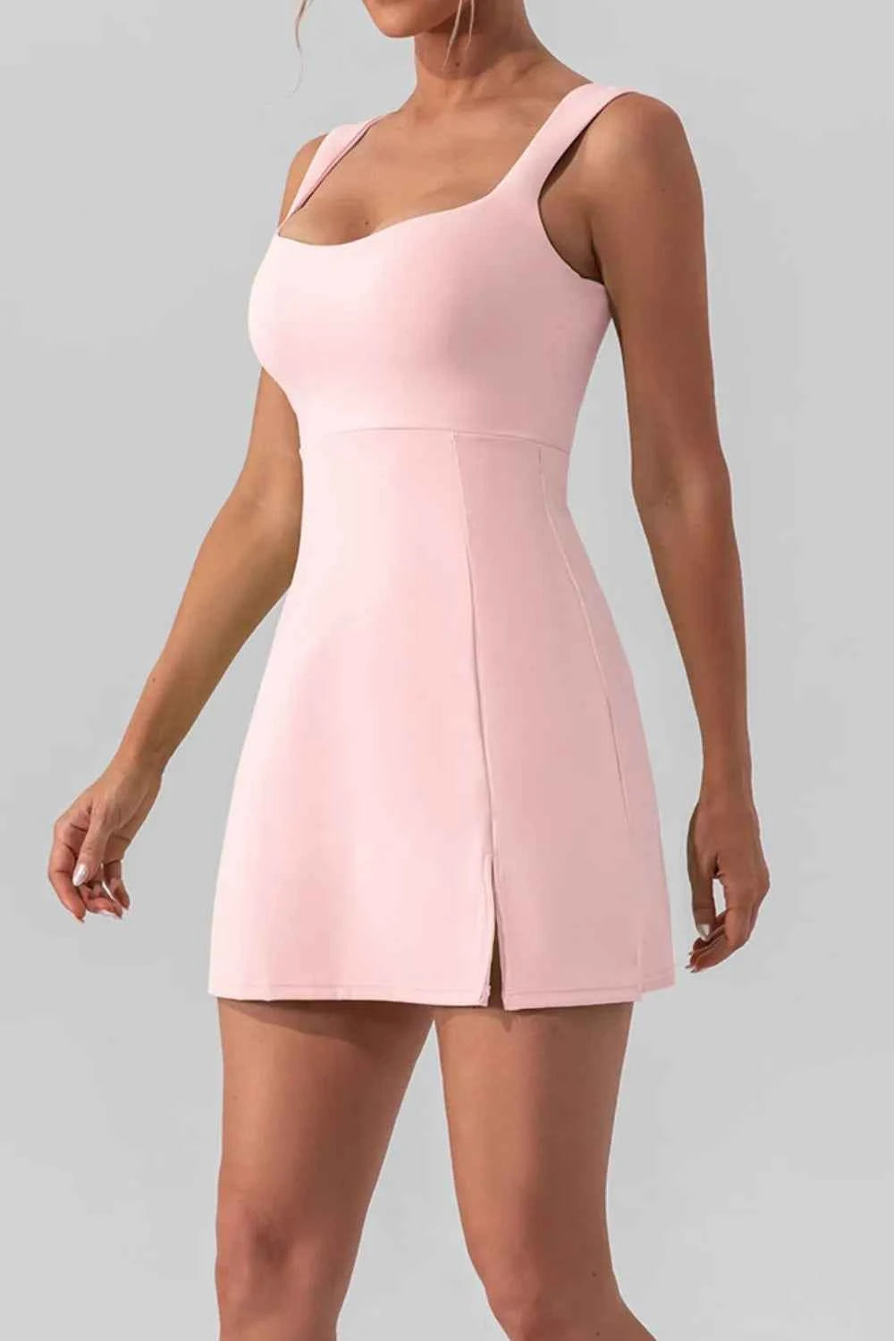 Square Neck Sleeveless Slit Mini Active Dress — view 9