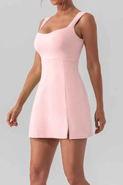 Square Neck Sleeveless Slit Mini Active Dress — view 9
