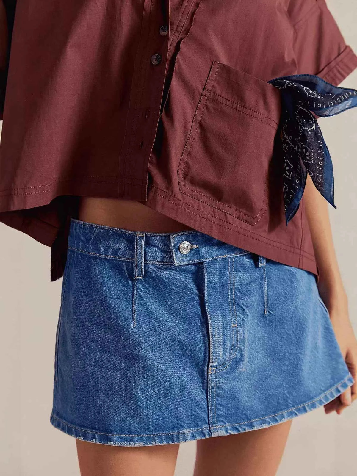 Classic Wash Denim Mini Skort - Effortless Style & Comfort