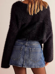 Asymmetrical Button-Front Denim Skirt — view 6