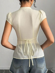 Button Up Cap Sleeve Shirt — view 5
