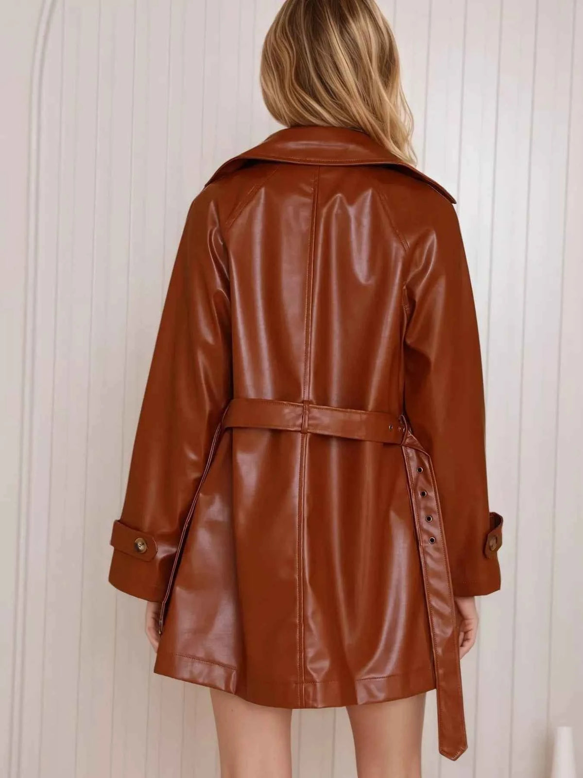 Leather Double-Breasted Jacket — view 3