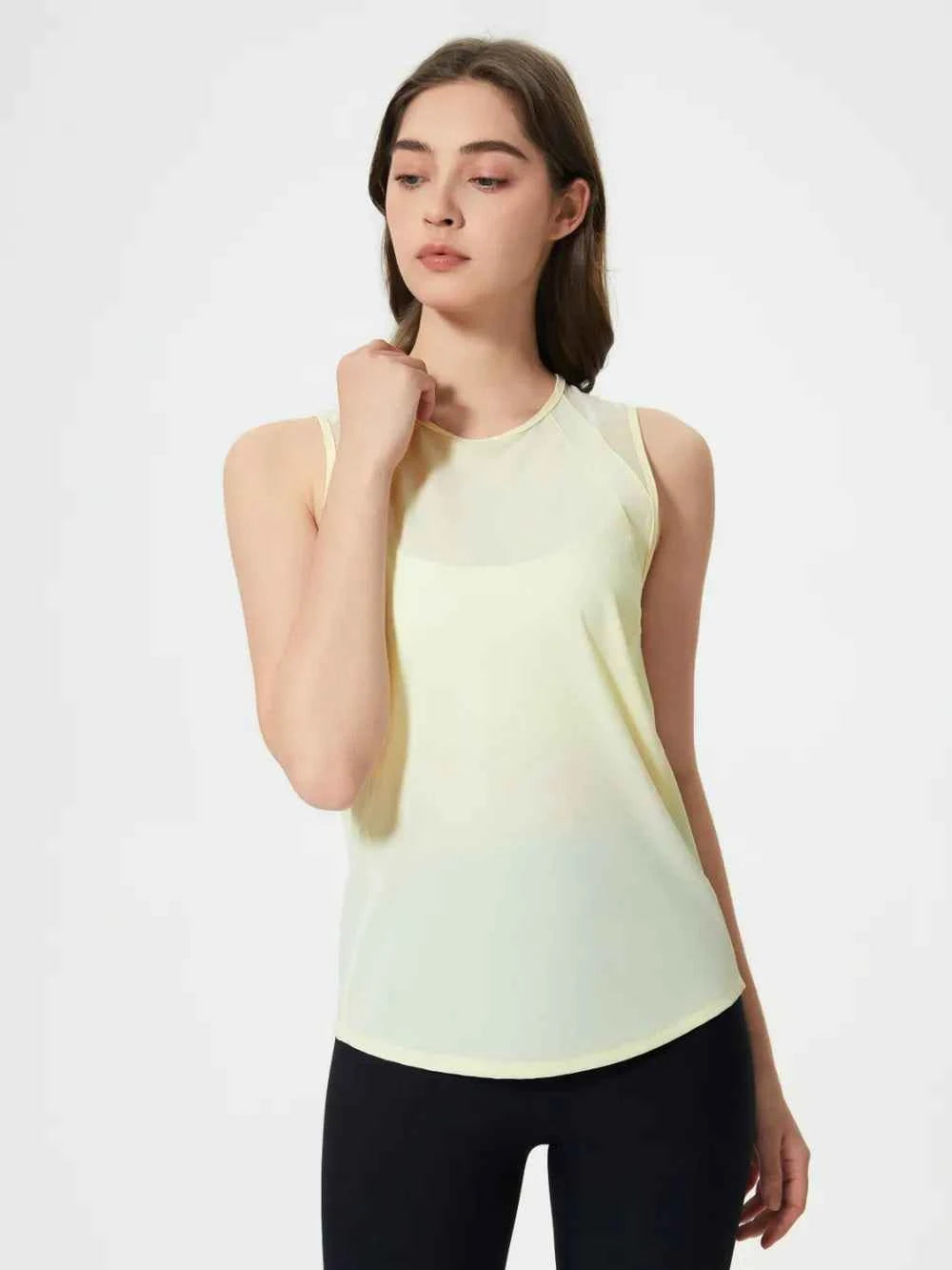 Cutout Back Round Neck Active Tank - Elevate Your Workout Wardrobe — view 33