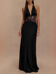 Halter Neck Lace Trimmed Maxi Dress — view 7