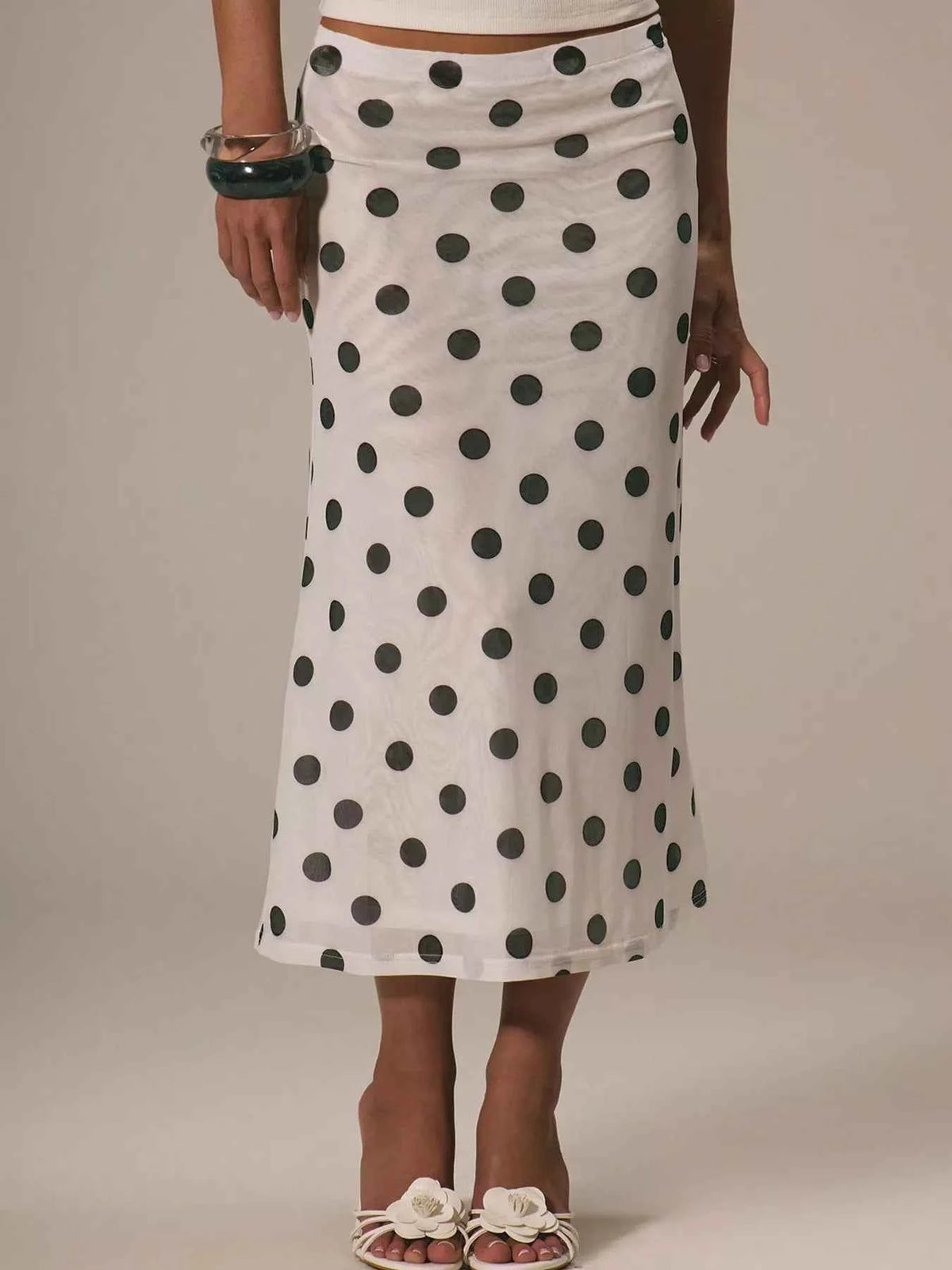 Chic & Versatile Polka Dot Midi Skirt for Effortless Style