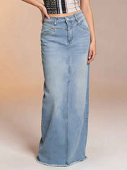 Raw Hem Maxi Denim Skirt - Effortless Style & Comfort — view 1