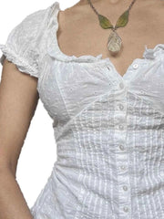 Frill Button Up Short Sleeve Shirt — view 4