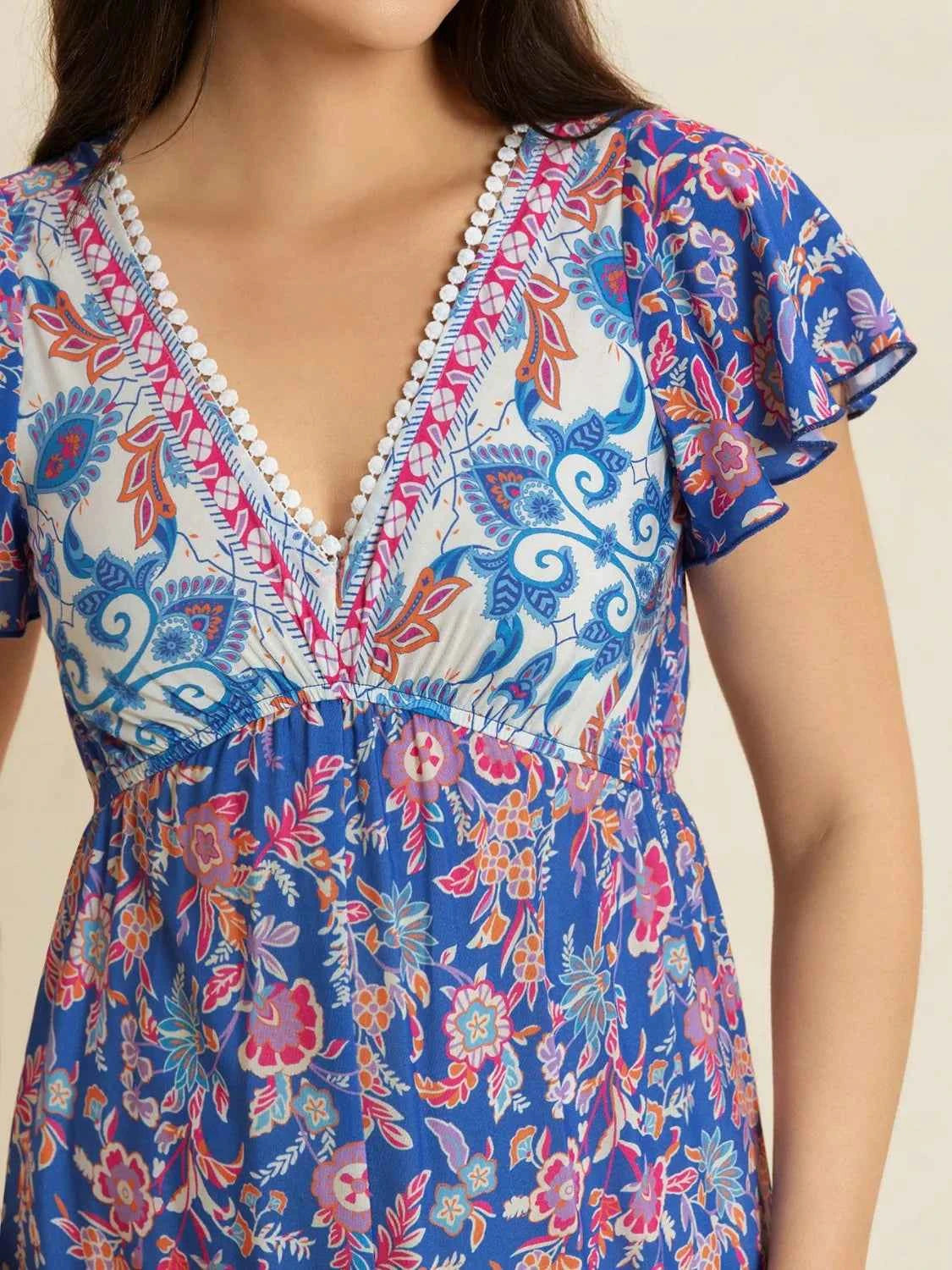 Printed V-Neck Wide Leg Jumpsuit — view 3