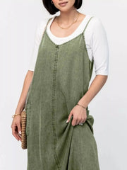 Casual Washed Denim Cami Maxi Dress — view 18