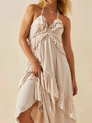 Chic Ruffled Halter Neck Maxi Dress for Effortless Style — view 14