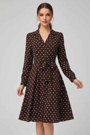 Polka Dot Long Sleeve Shirt Dress — view 1