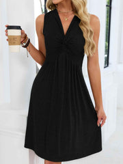 Sleeveless Twist Knot Front Casual Dress - Effortless Style & Comfort — view 29