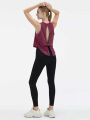 Cutout Back Round Neck Active Tank - Lightweight & Stylish Comfort — view 22