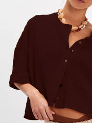 Button-Front Half Sleeve Cardigan — view 19
