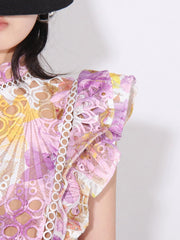 Ruffled Hollow Out Tiered Midi Dress — view 6