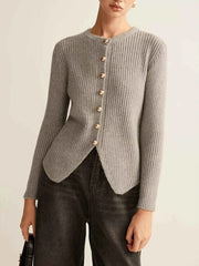 Ribbed Knit Button-Down Cardigan — view 3