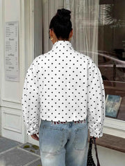 Polka Dot Zip Up Cropped Jacket — view 5