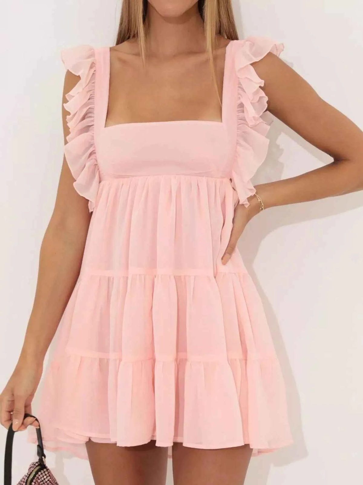 Ruffled Square Neck Tiered Dress — view 4