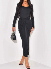 Long Sleeve Tie-Front Bodycon Maxi Dress — view 5