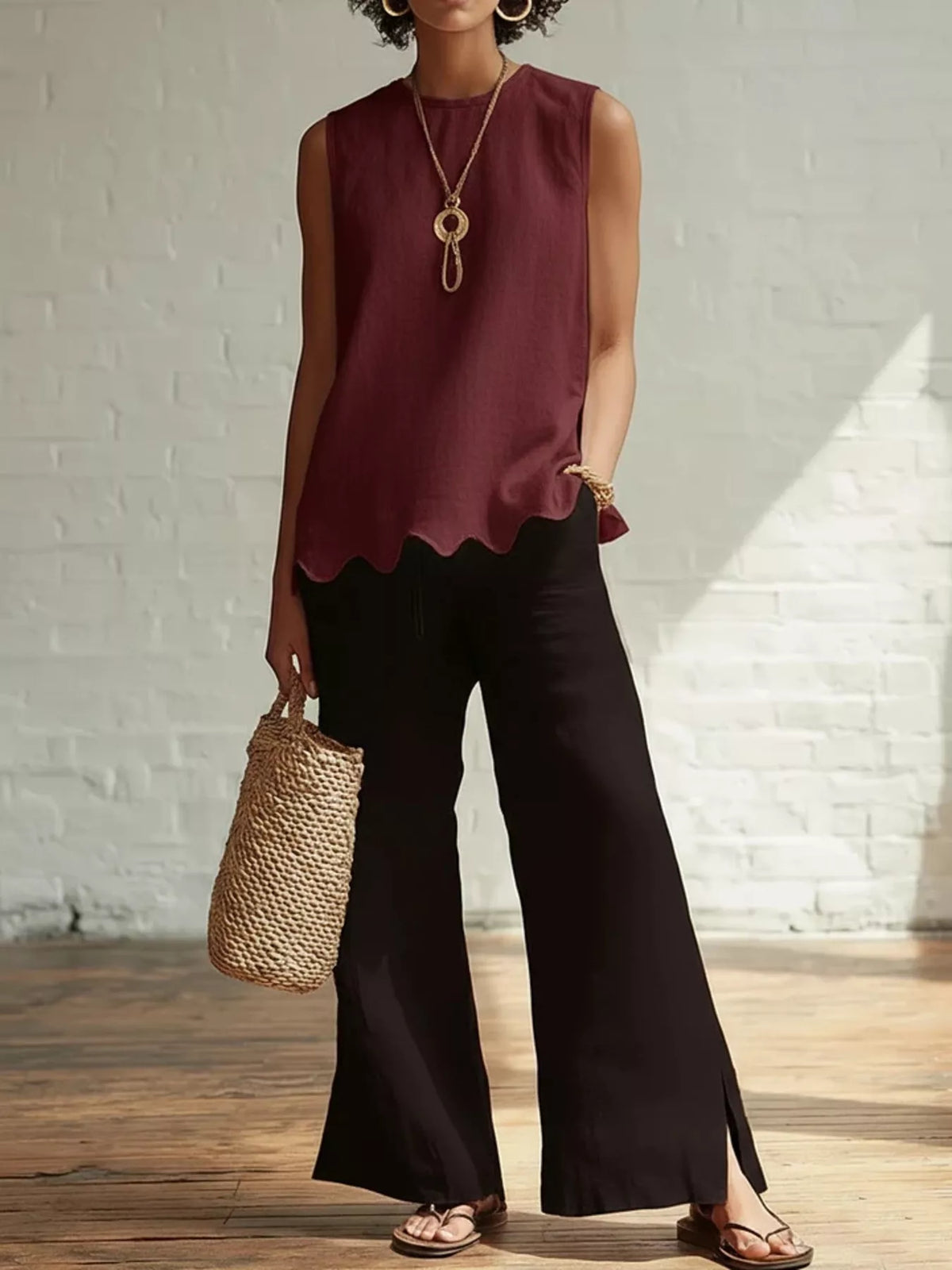 Scalloped Hem Sleeveless Tank Top - Effortless Style & Comfort — view 8