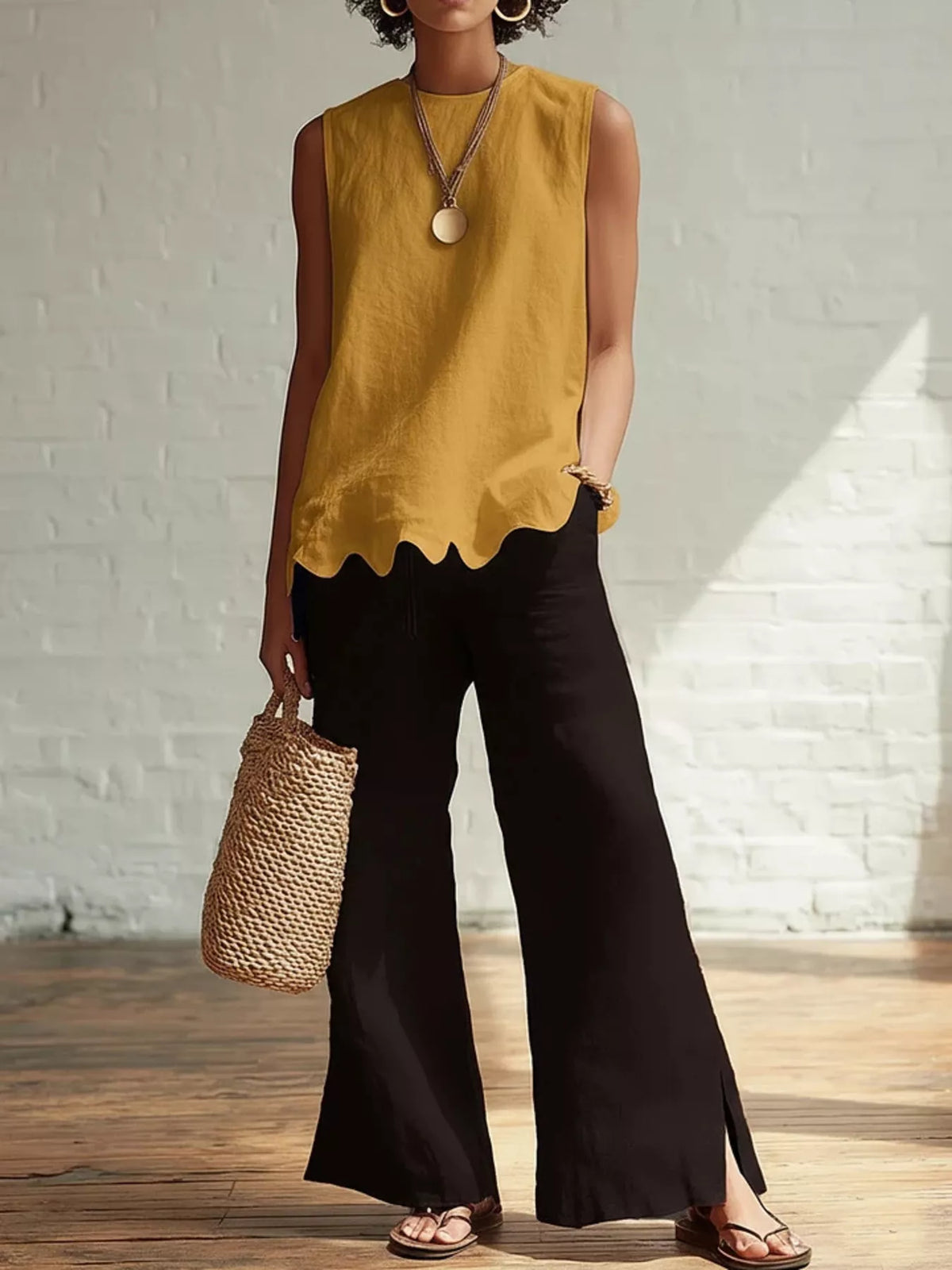 Scalloped Hem Sleeveless Tank Top - Effortless Style & Comfort — view 10