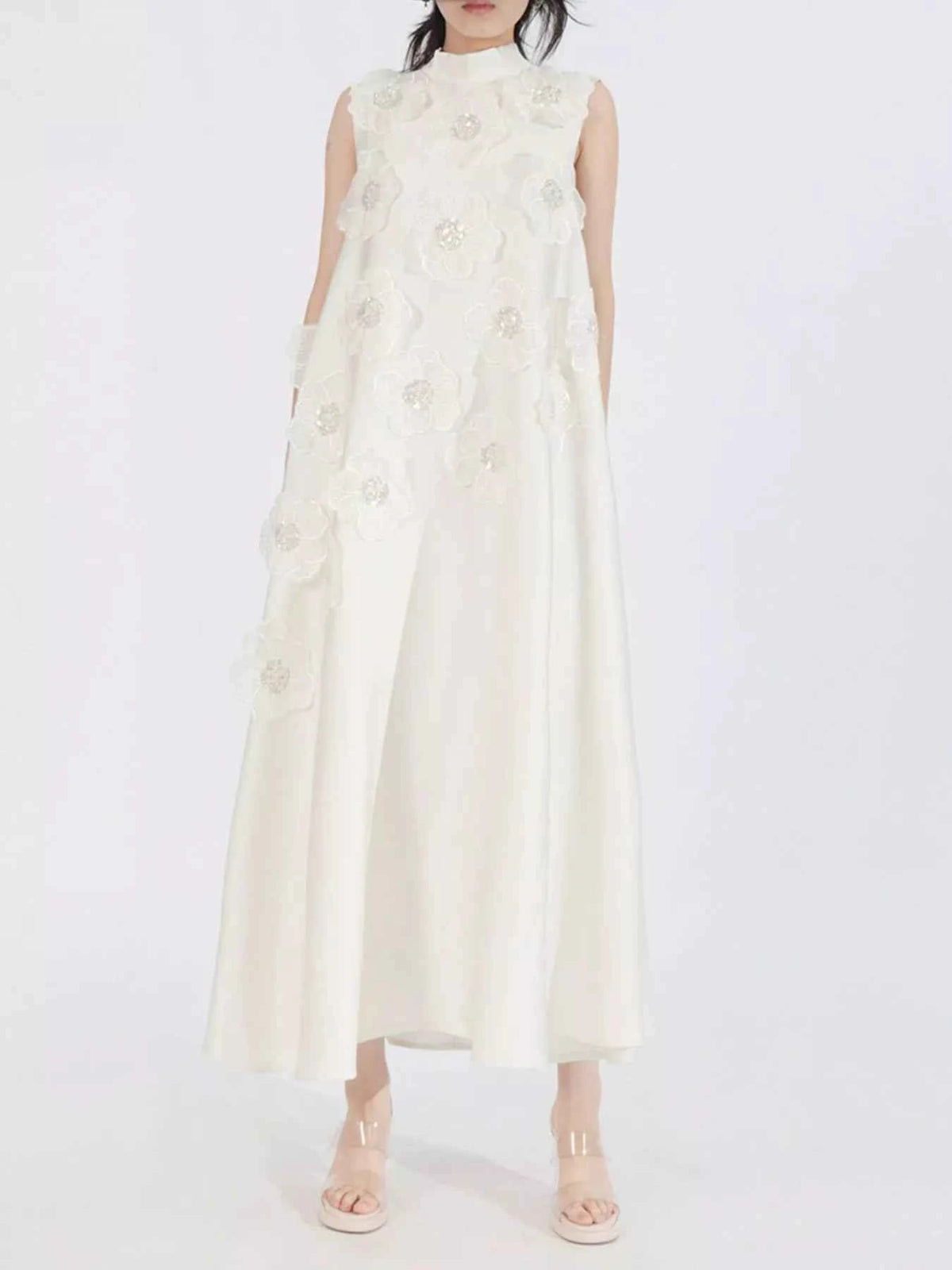 Floral Embellished Sleeveless Maxi Dress