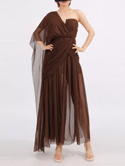 One-Shoulder Flowy Mesh Dress — view 1