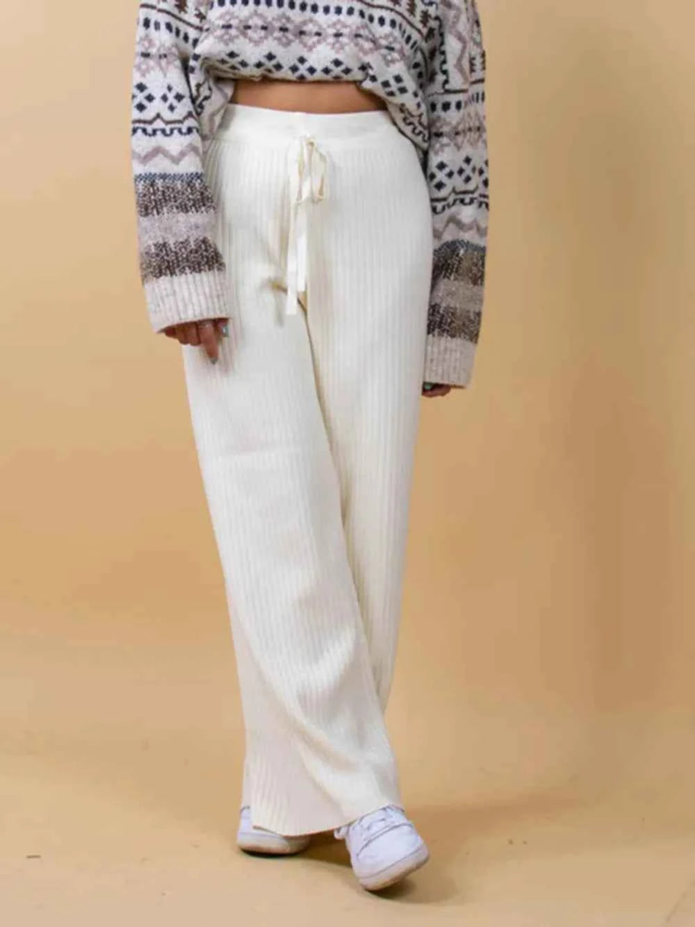 Ribbed Wide Leg Sweater Pants — view 4
