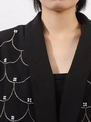 Pearl Detail Long Sleeve Blazer — view 8