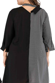 Striped Color Block Tie-Neck Dress — view 2