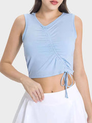 Drawstring Ruched Wide Strap Active Tank - Comfortable & Stylish — view 1