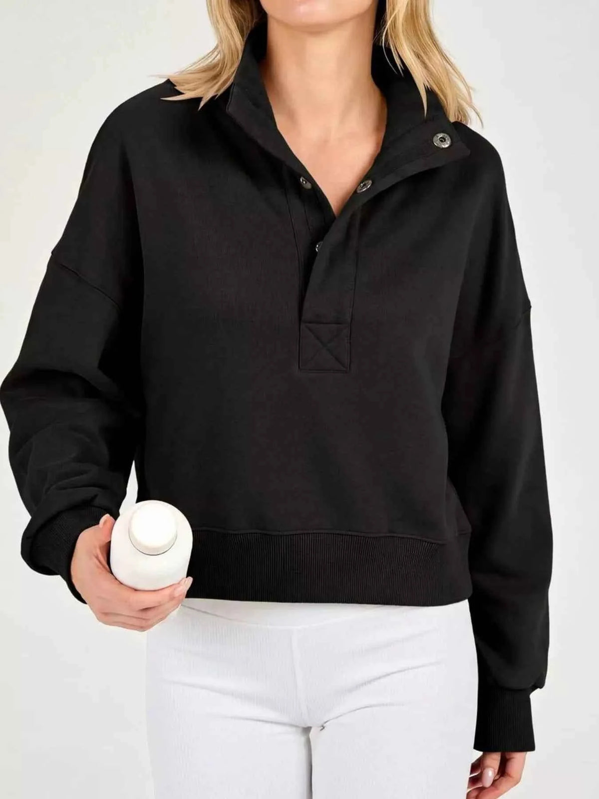 Half Snap Dropped Shoulder Sweatshirt — view 2