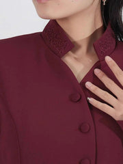 Button Up Long Sleeve Top and Pleated Skirt Set — view 2