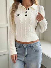 Cable Knit Long Sleeve Sweater — view 2