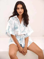 Printed Collared Neck Half Sleeve Romper — view 4