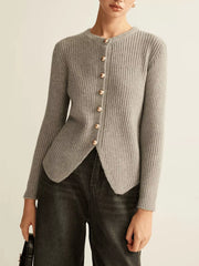 Ribbed Knit Button-Down Cardigan — view 7