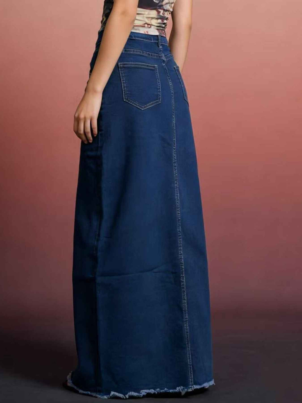 Raw Hem Maxi Denim Skirt - Effortless Style & Comfort — view 5