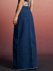 Raw Hem Maxi Denim Skirt - Effortless Style & Comfort — view 5