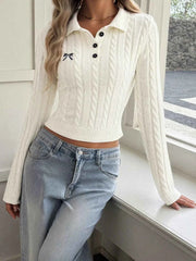 Cable Knit Long Sleeve Sweater — view 5