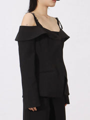 Ruffled Cold Shoulder Long Sleeve Outerwear — view 7