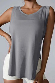 Slit Round Neck Active Tank - Ultimate Comfort & Style — view 7
