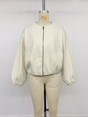 Fleece Bomber Jacket with Zipper Closure — view 11
