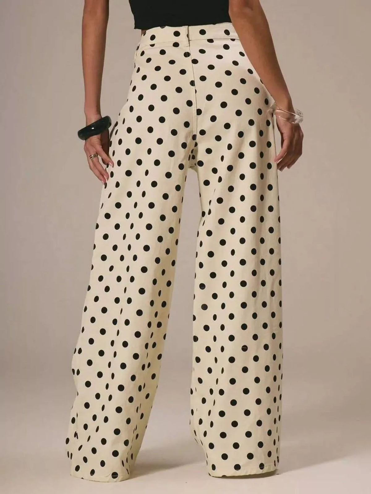 Polka Dot Wide Leg Jeans - A Stylish Twist on Classic Denim — view 6