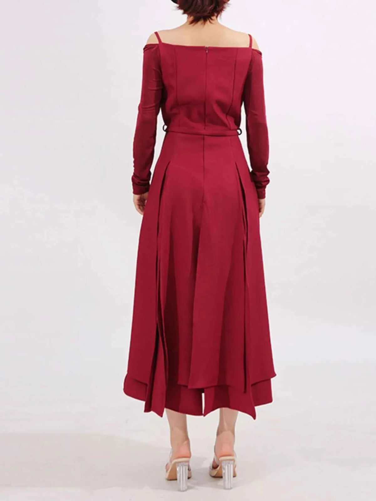 Slit Spaghetti Strap Long Sleeve Dress — view 4
