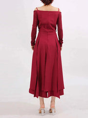 Slit Spaghetti Strap Long Sleeve Dress — view 4