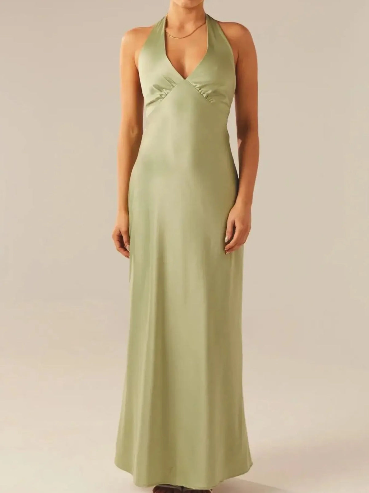 Halter Neck Wrap Maxi Dress with Tie Detail — view 3