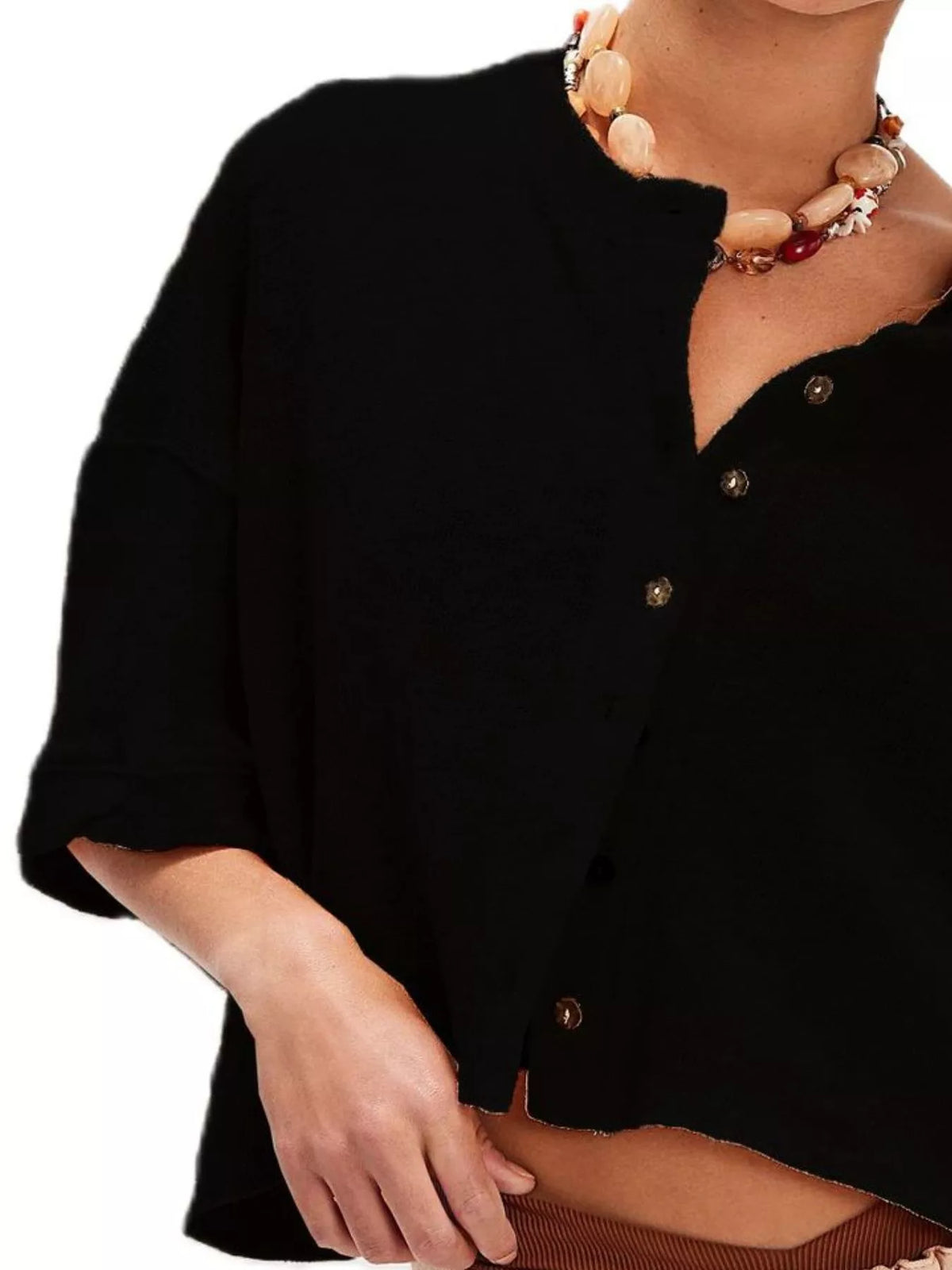 Button-Front Half Sleeve Cardigan — view 7