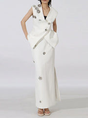 Stylish Flower Sleeveless Vest and Skirt Set for Effortless Elegance — view 9
