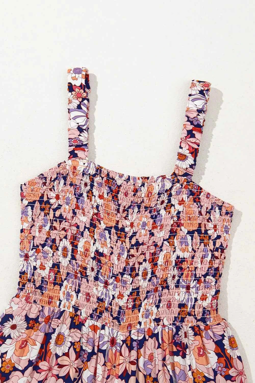 Floral Print Smocked High Waist Square Neck Jumpsuit — view 3